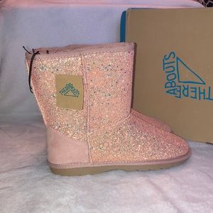 Pink glitter girls boots
